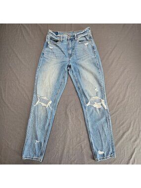 American Eagle Womens Size 2 Distressed Mom Jeans Light Wash Denim
